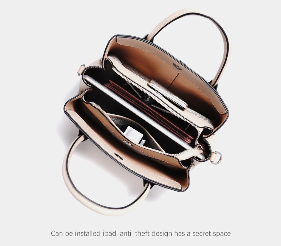 Women's Genuine Leather Top-Handle Bag Noble White Luxury Crossbody