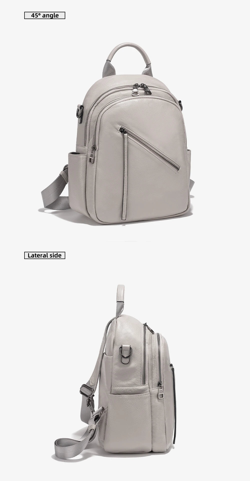 Women's Medium Genuine Leather Backpack with Roomy Zip Pockets for Commute
