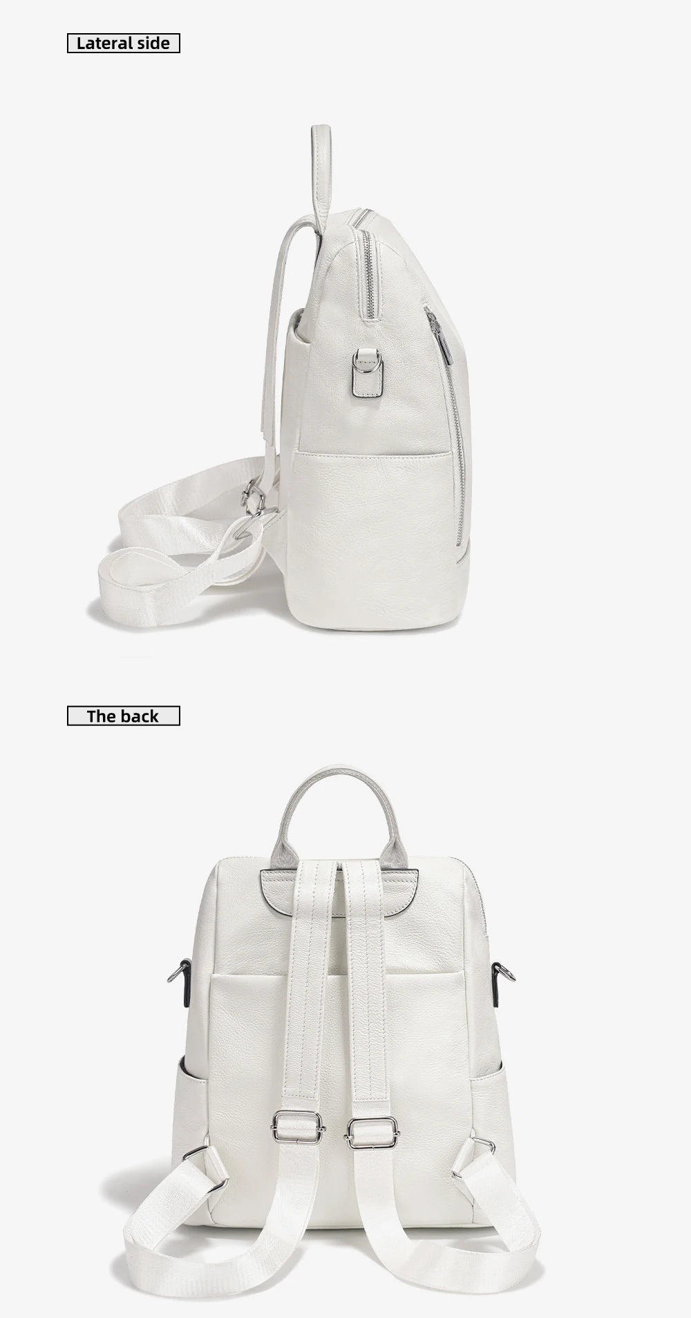 Fashion Genuine Leather Backpack Knapsack Multi-pocket Day pack