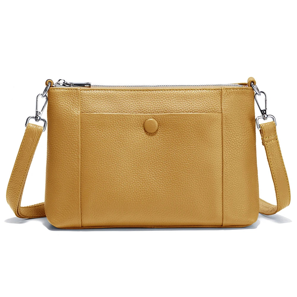 Minimalist Women Purse  Spring Shoulder Square Cross Over Bag 100% Genuine Leather