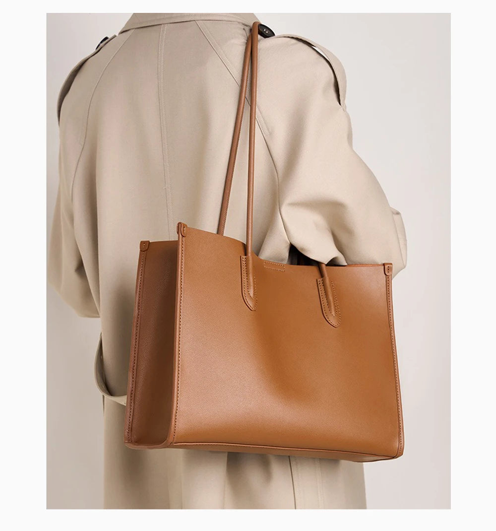 New Women OL Handbag Genuine Leather Ladies Shoulder Purse Big Tote Bag