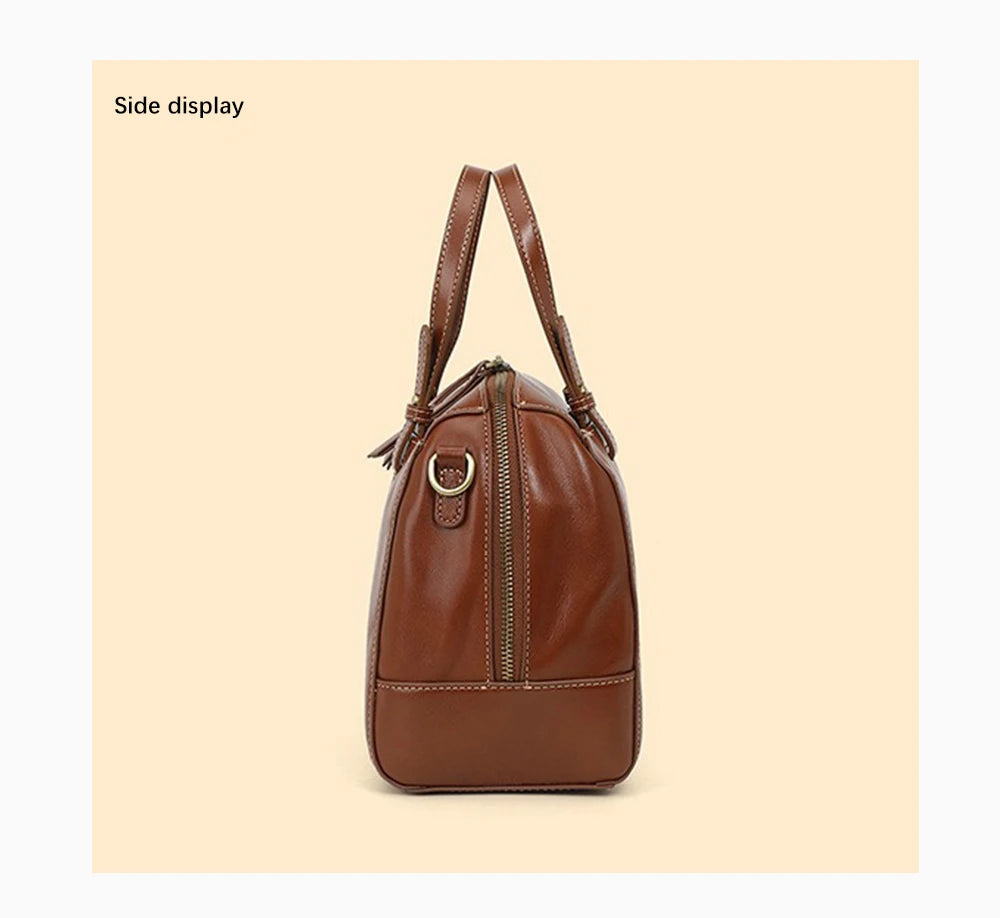 Genuine Leather Vintage Designer Handbag For Women Large Capacity Shoulder Bag