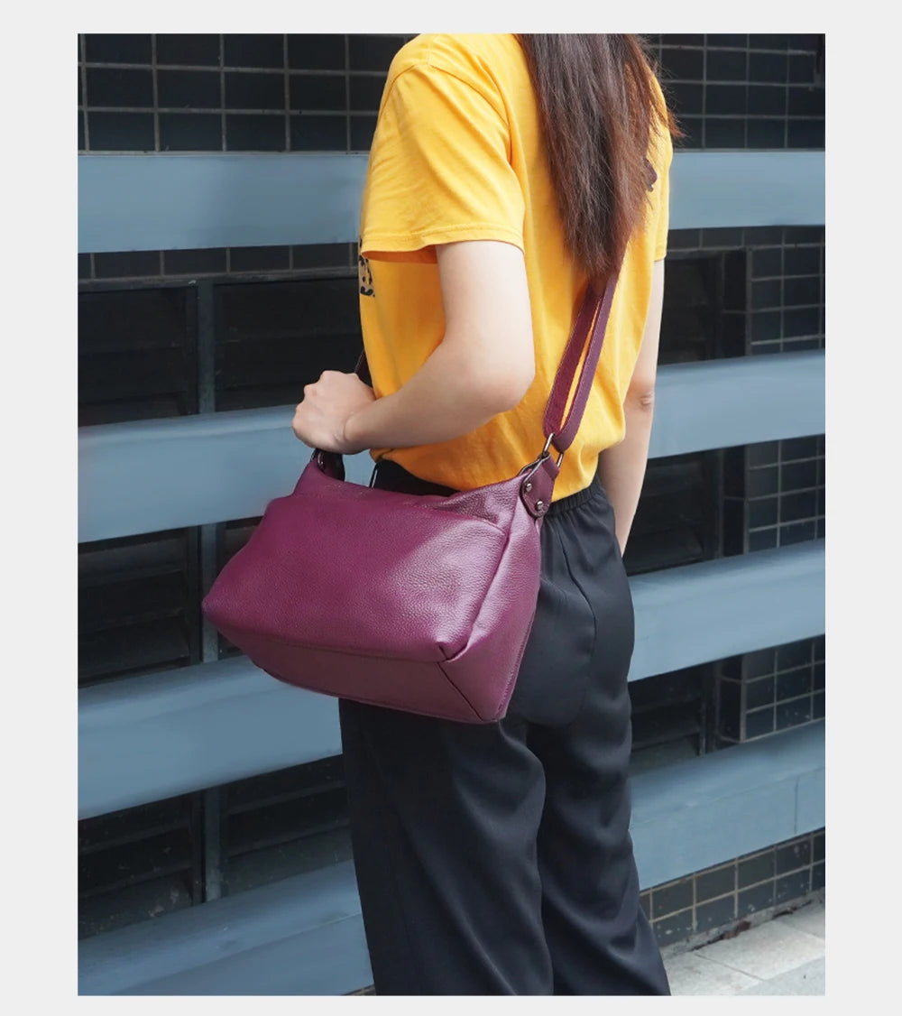Elegant Genuine Leather Women's Shoulder Bag Trendy Crossbody Messenger Bag