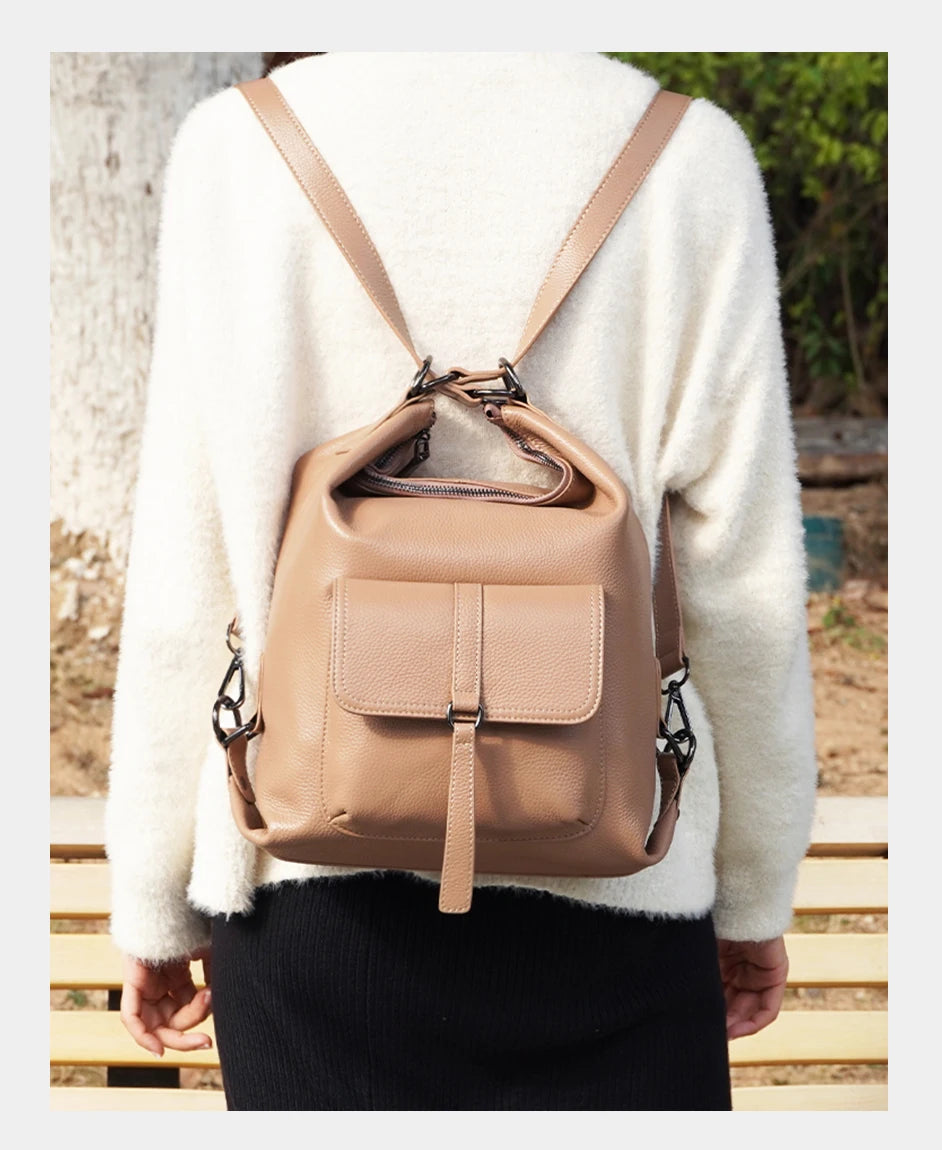 Stylish Women Shoulder Bag 100% Genuine Leather Large Capacity Handbag Multifunction