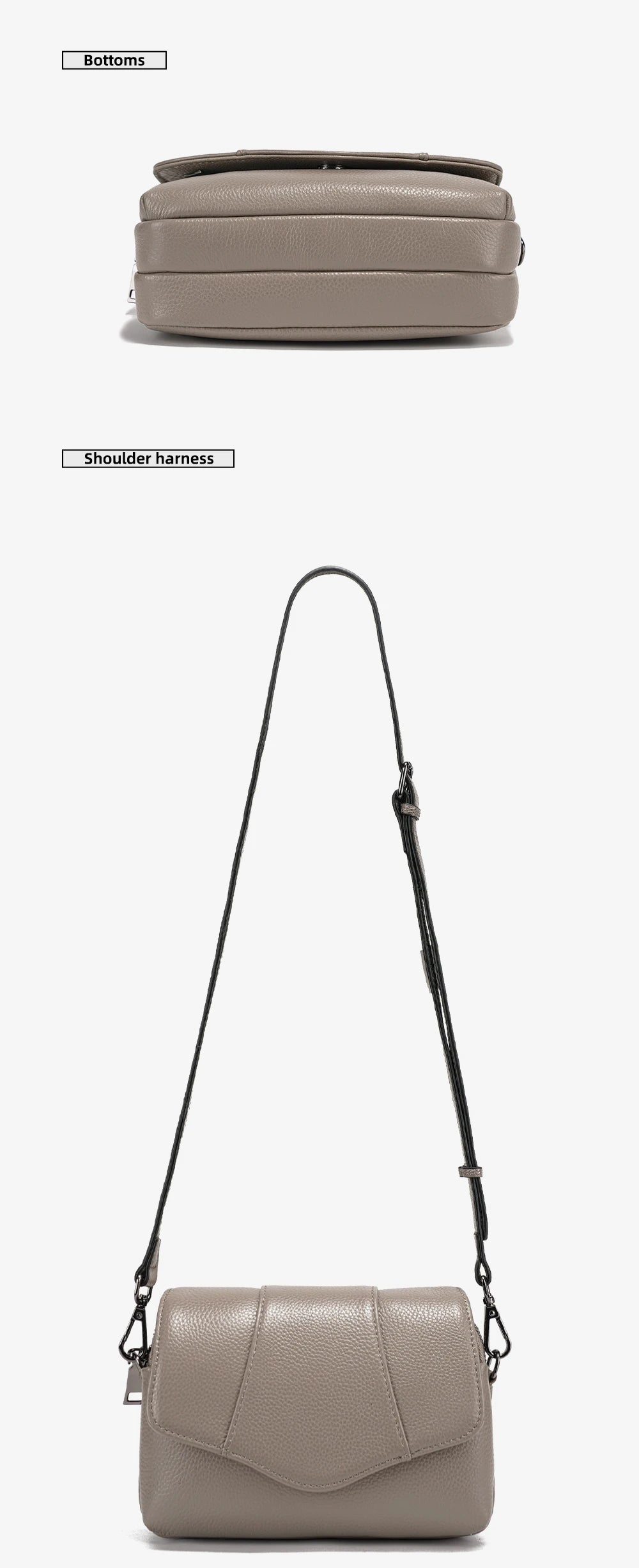 Genuine Cowhide Leather Crossbody for Women Simple Multi-compartment Shoulder Handbag