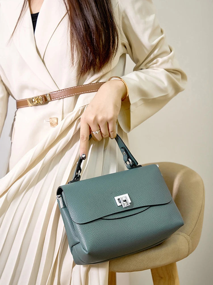 Women's Genuine Leather Top-Handle Bag Simple Fashion Envelope Luxury Brand Shoulder Handbag