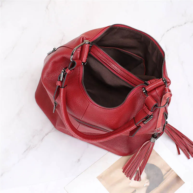 Fashion Women Shoulder Bag 100% Genuine Leather Daily Casual Shopping Hobos Classic