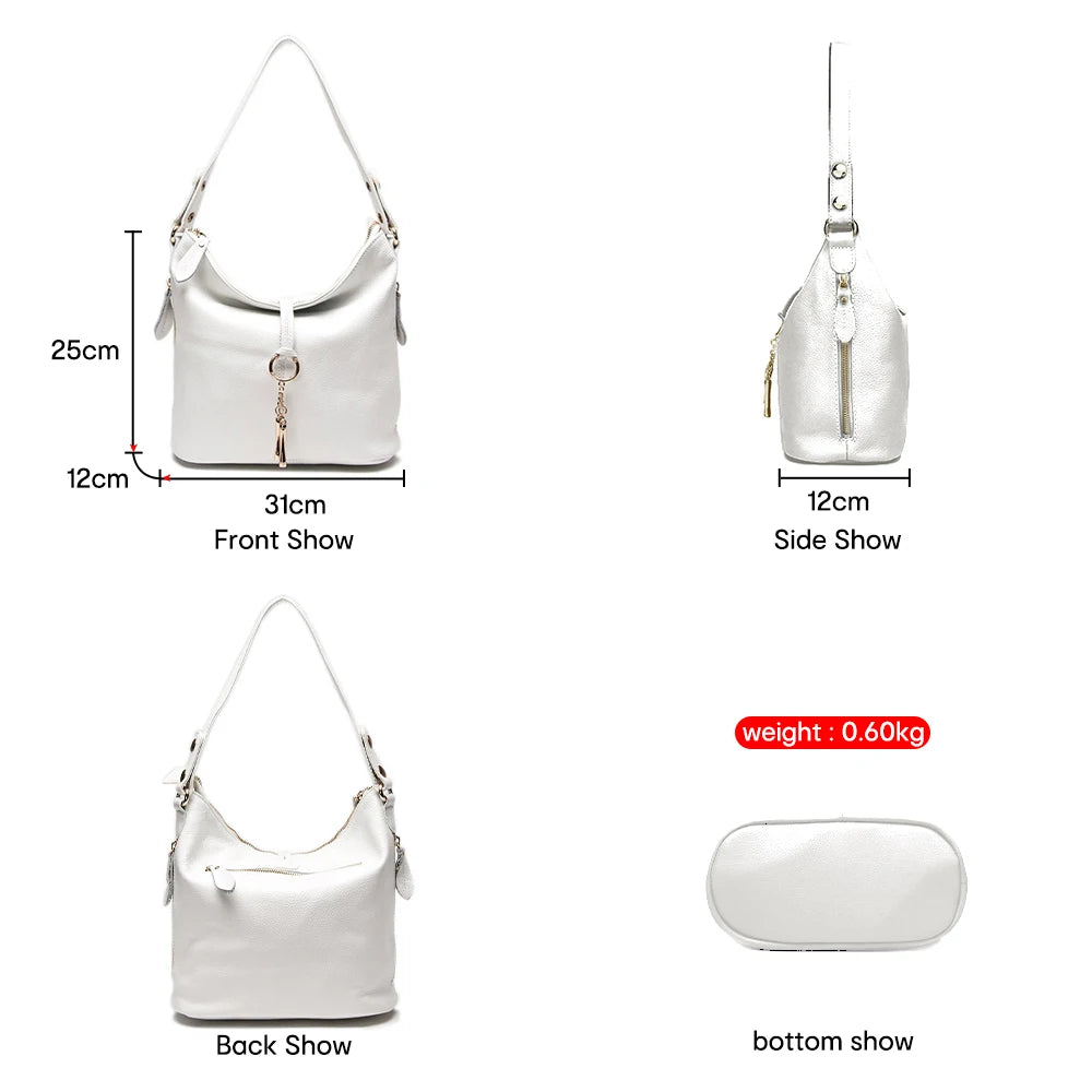New Fashion Women Shoulder Bag Metal Tassel 100% Genuine Leather