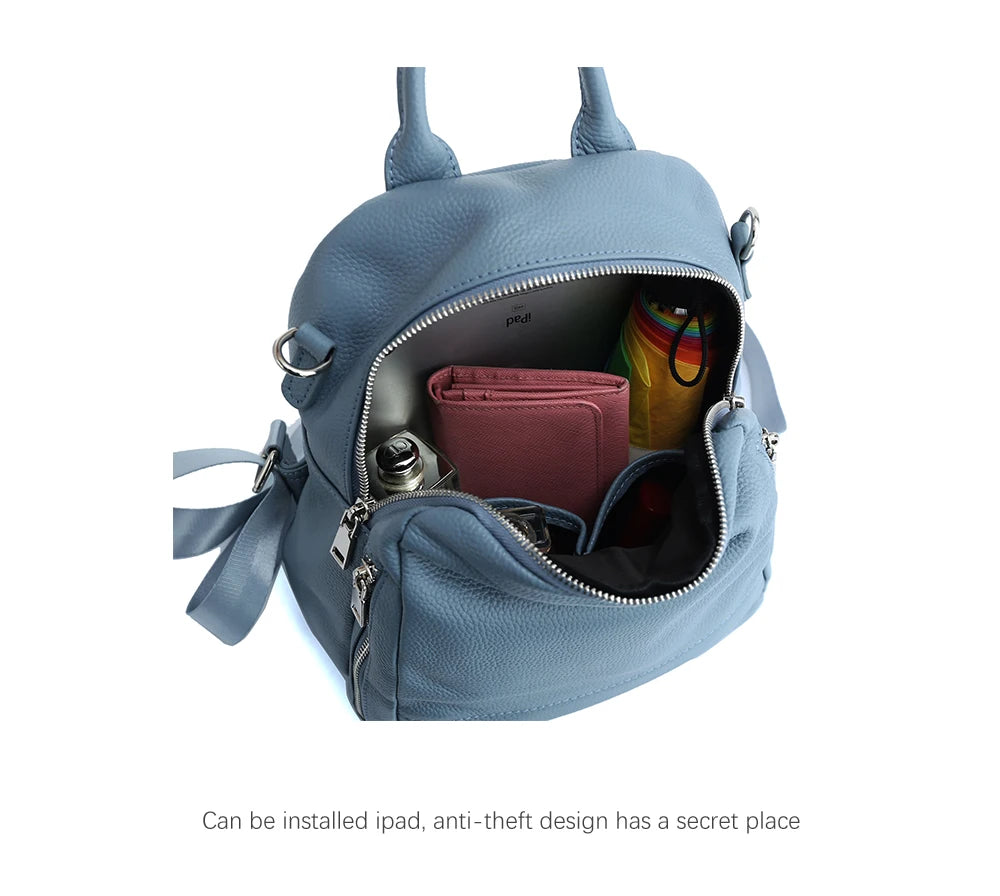 Women's Genuine Leather Backpack High-Quality Bag Travel Female