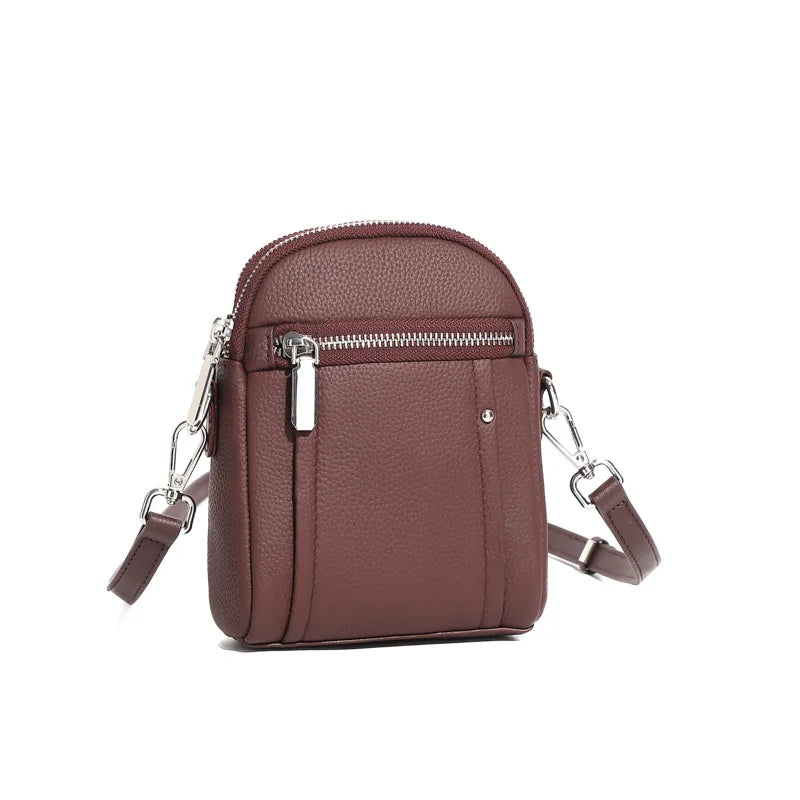 100% Genuine Leather Fashion Women Crossbody Bag Practical Phone Purse Small
