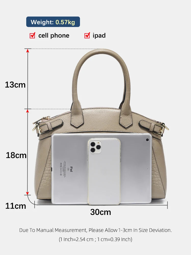 Women's Large Capacity Genuine Leather Tote Shoulder Bag Luxury Retro