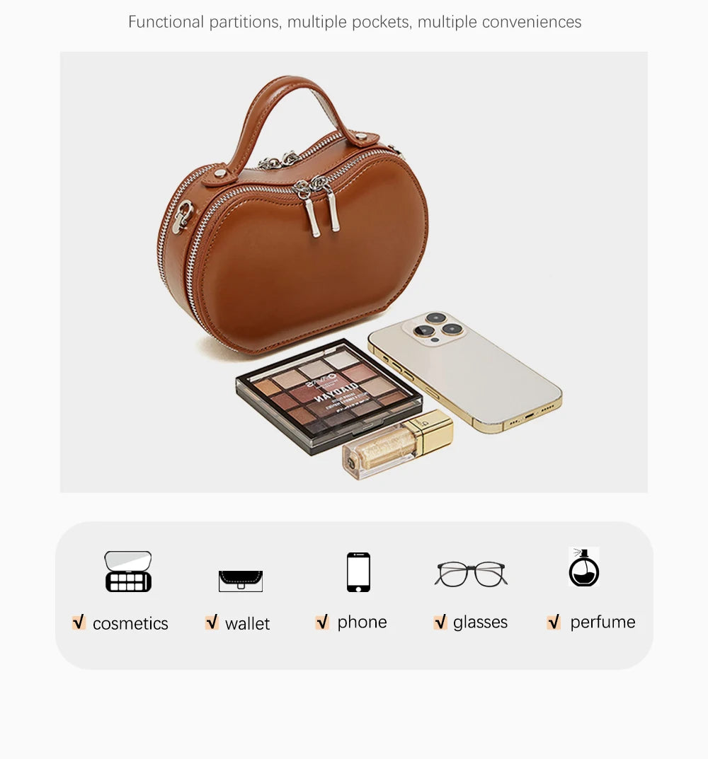 Women's Simple Luxury Brand Solid Color Burgundy Bag Designer Leather Handbag