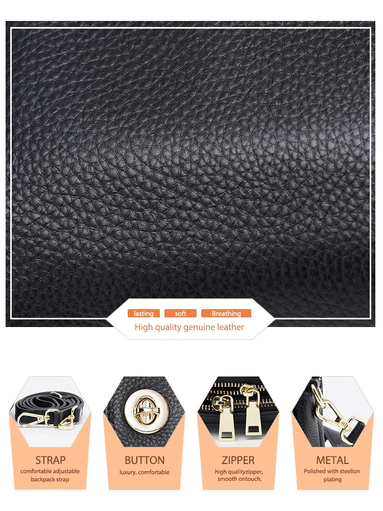 Women Soft Leather Elegant Small Handbags Roomy Crossbody Bag High Quality Vintage Hardware