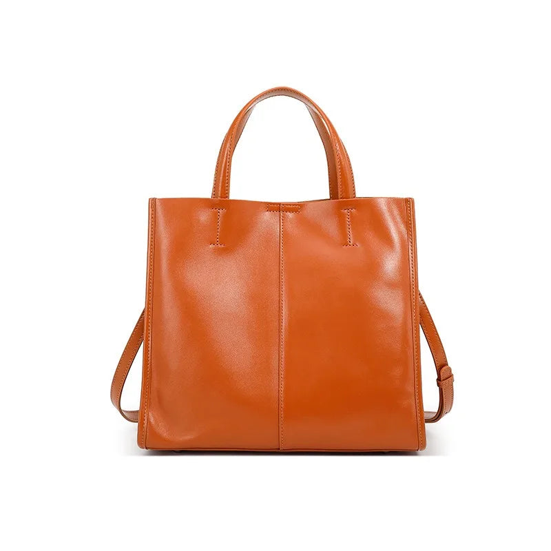 Genuine Leather New Simple Shoulder Bag Large Capacity Shopper Luxury Casual