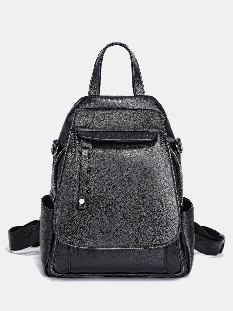 Genuine Leather Women's Fashion Backpack High Quality Satchel Rucksack Multifunctional