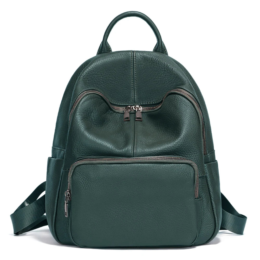 Women Backpack 100% Genuine Leather Ladies Large Capacity Travel Bags