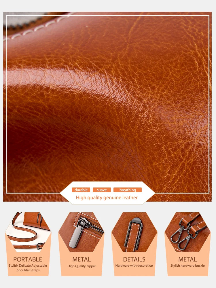 100% Oil Wax Top Leather Small Crossbody Bags For Women Fashion Designer Shoulder Bag