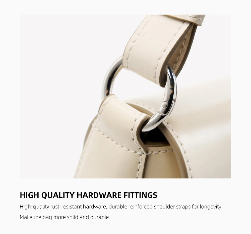 Elegant Beige Handbag Ladies Noble Genuine Leather Shoulder Cross body French Style