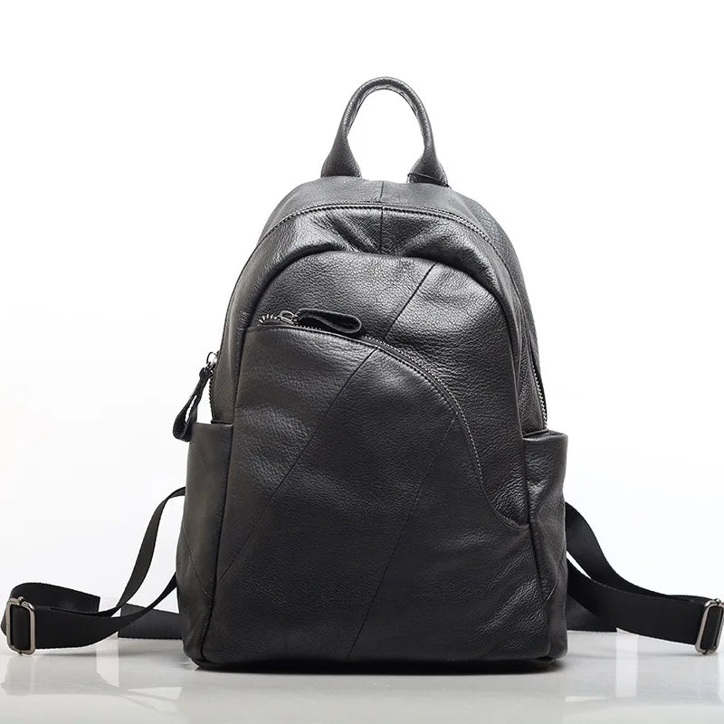 Women's Fashion Genuine Leather Backpack Large Capacity Cowhide Rucksack