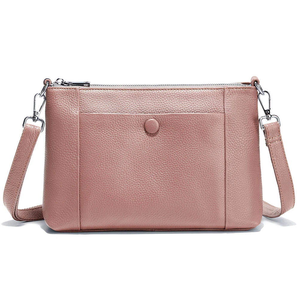Minimalist Women Purse  Spring Shoulder Square Cross Over Bag 100% Genuine Leather