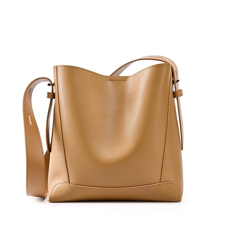New Split Leather Casual Shopper Shoulder Bag Commuter Large Bucket Handbag High Quality