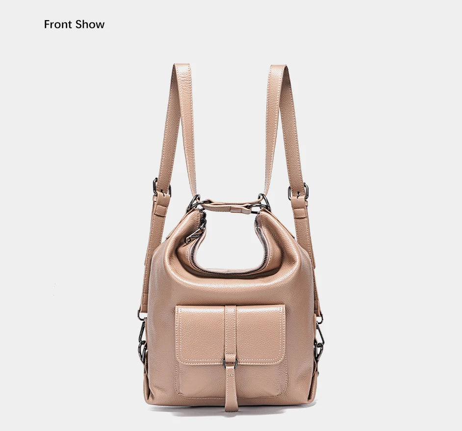 Stylish Women Shoulder Bag 100% Genuine Leather Large Capacity Handbag Multifunction