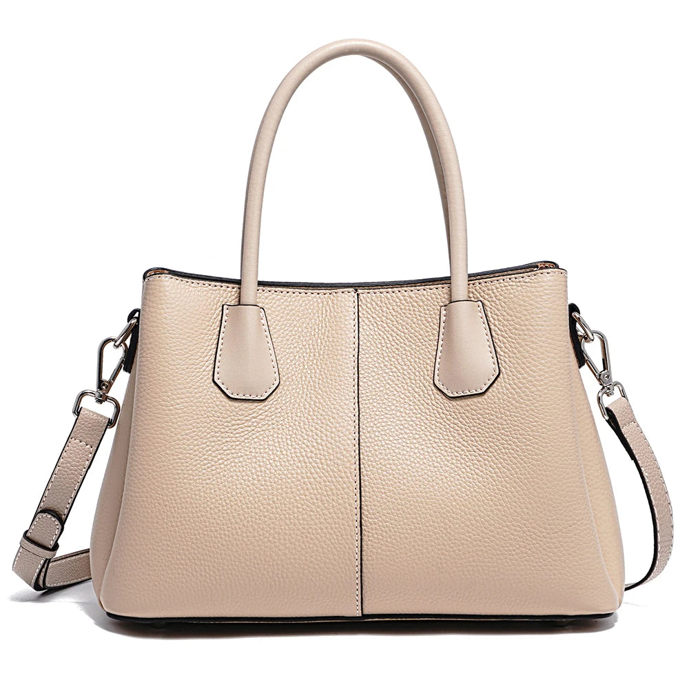 Women's Genuine Leather Top-Handle Bag Noble White Luxury Crossbody