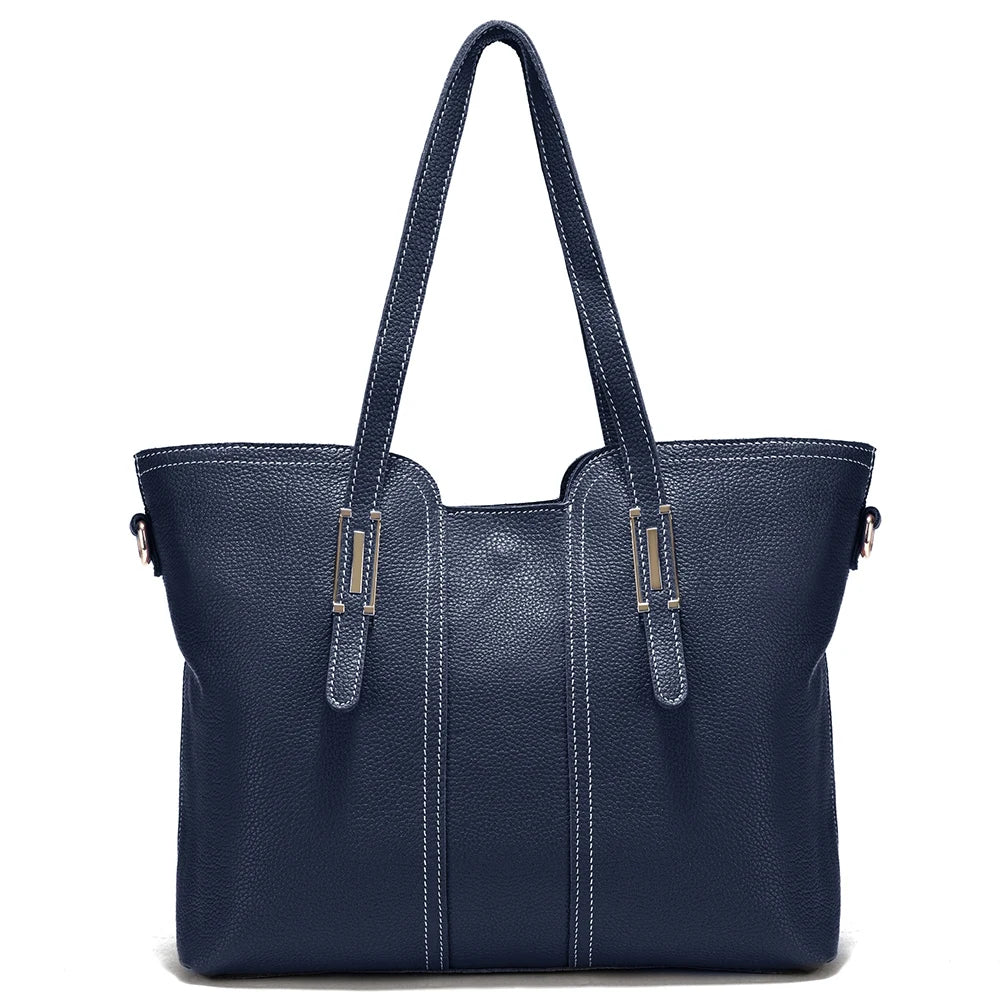 Large Capacity Shoulder Bag for Women 100% Genuine Leather Retro Handbag Tote Purse