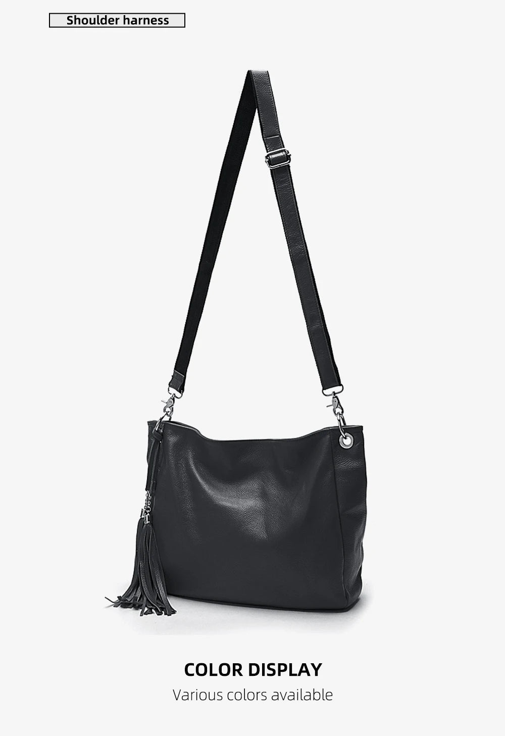 Bag 100% Soft Genuine Leather Tassel Women's Handbag Shoulder Satchel Crossbody Purse