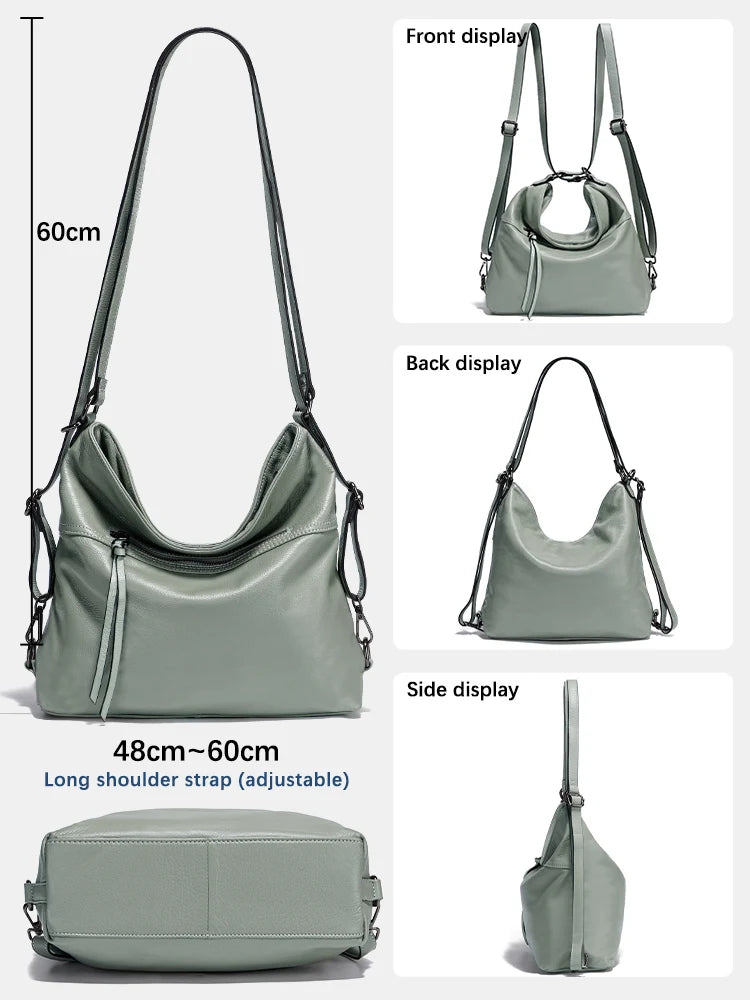 Fashion Women Shoulder Bag 100% Genuine Leather Large Capacity Designer Handbag Hobo
