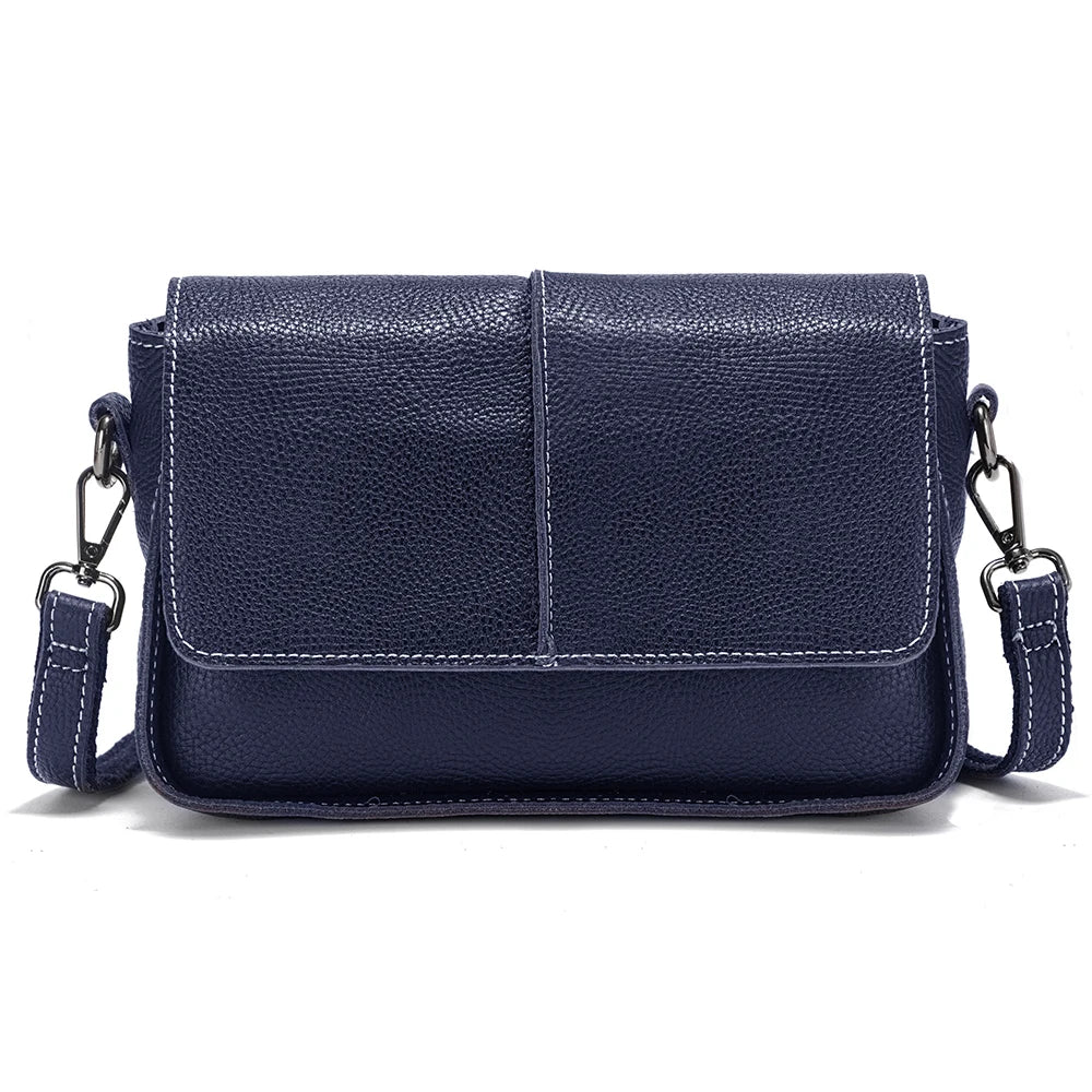 Classic Vintage Leather Crossbody Bag for Women Simple Small Square Bag for Daily