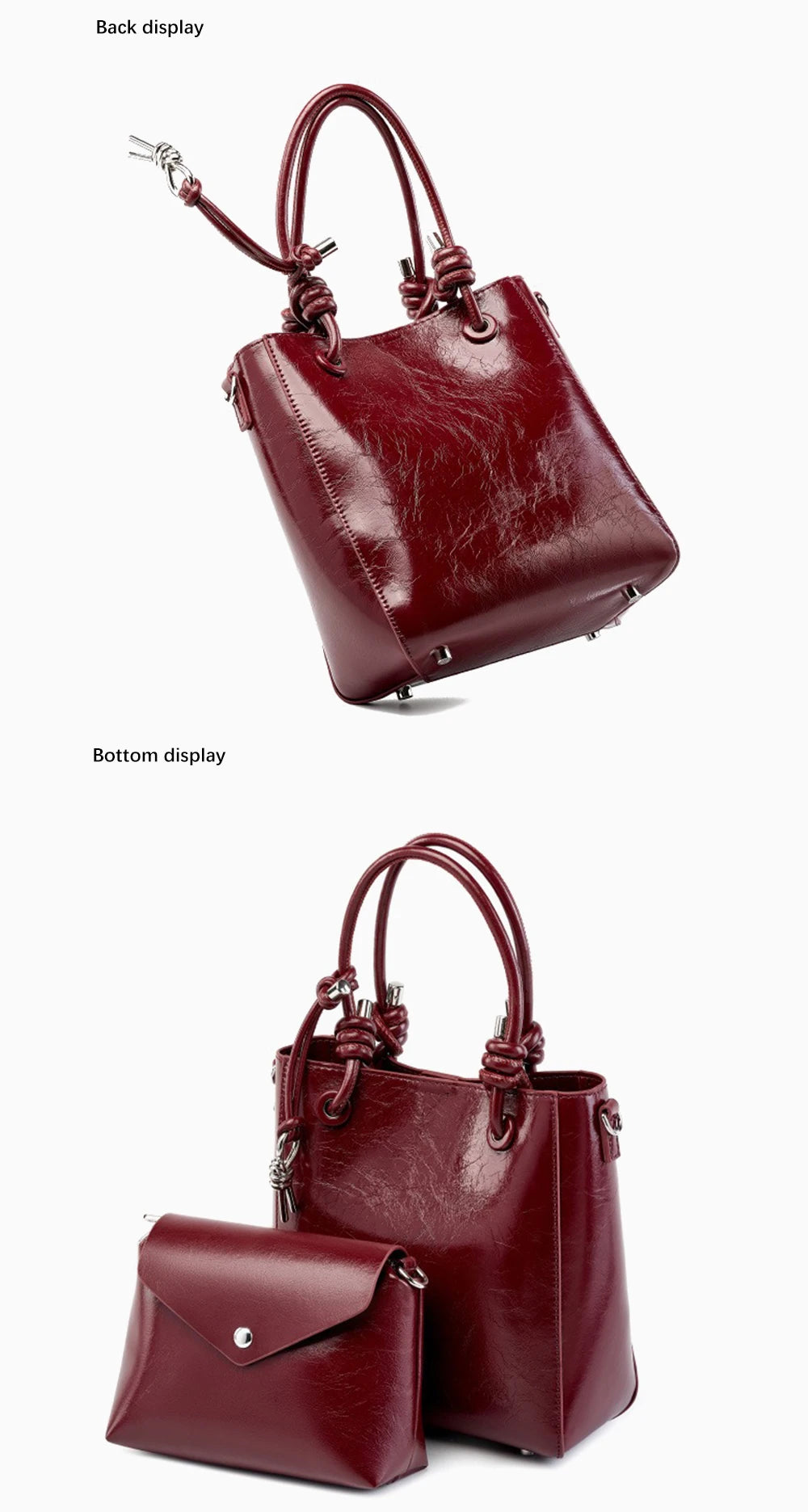 Genuine Leather Shopper Shoulder Bag Bucket Handbag Simple High Quality Women
