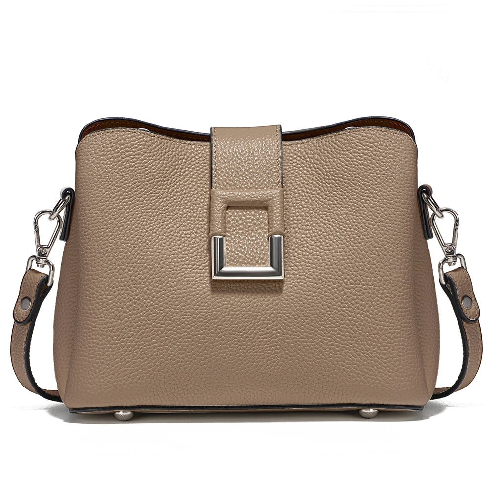 Genuine Leather Designer Noble Shopper Shoulder Bag Commuter Large Bucket Handbag Women Crossbody