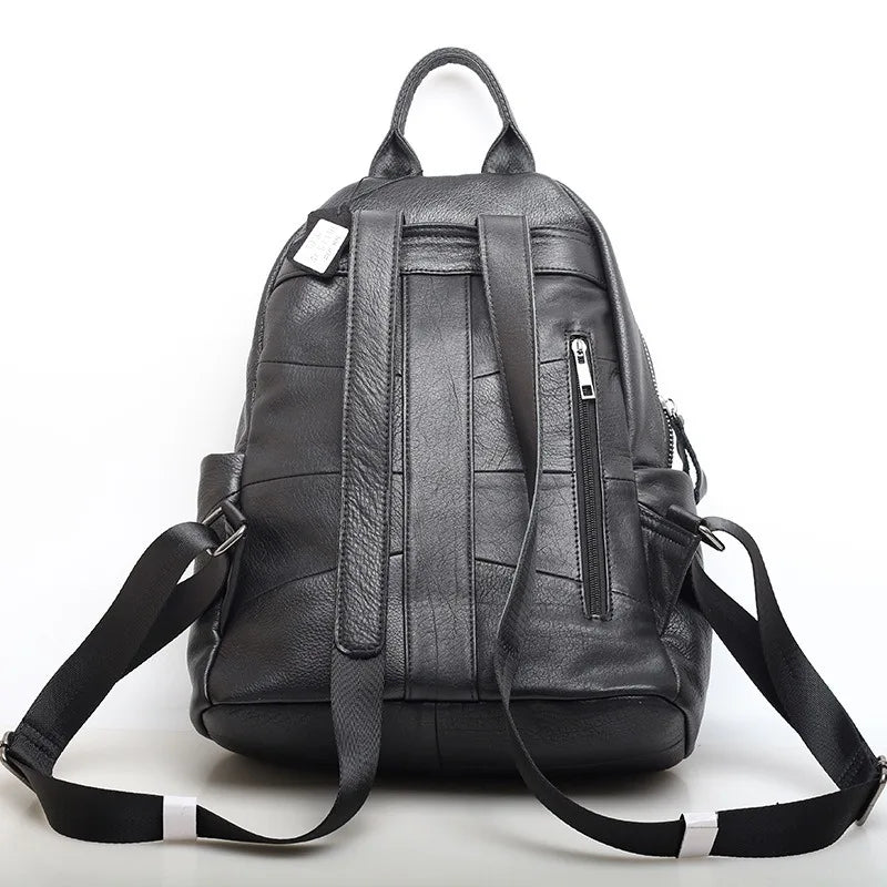Women's Fashion Genuine Leather Backpack Large Capacity Cowhide Rucksack
