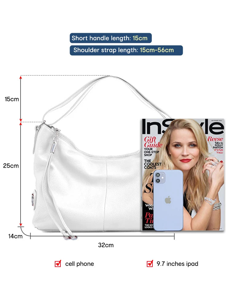 100% Genuine Leather Large Women Top Handle Shoulder Bag Tote Handbag Purse Leather Hobo Bag