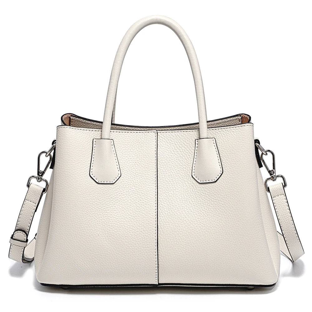 Women's Genuine Leather Top-Handle Bag Noble White Luxury Crossbody