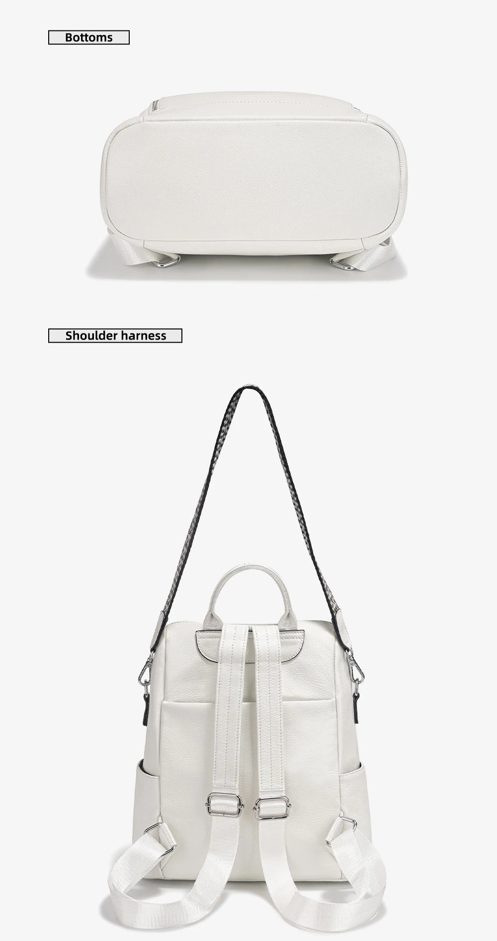 Fashion Genuine Leather Backpack Knapsack Multi-pocket Day pack