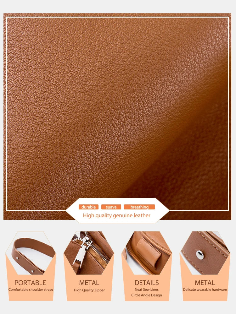 Women's Simple Fashion Designer Messenger Bag Genuine Leather Shoulder
