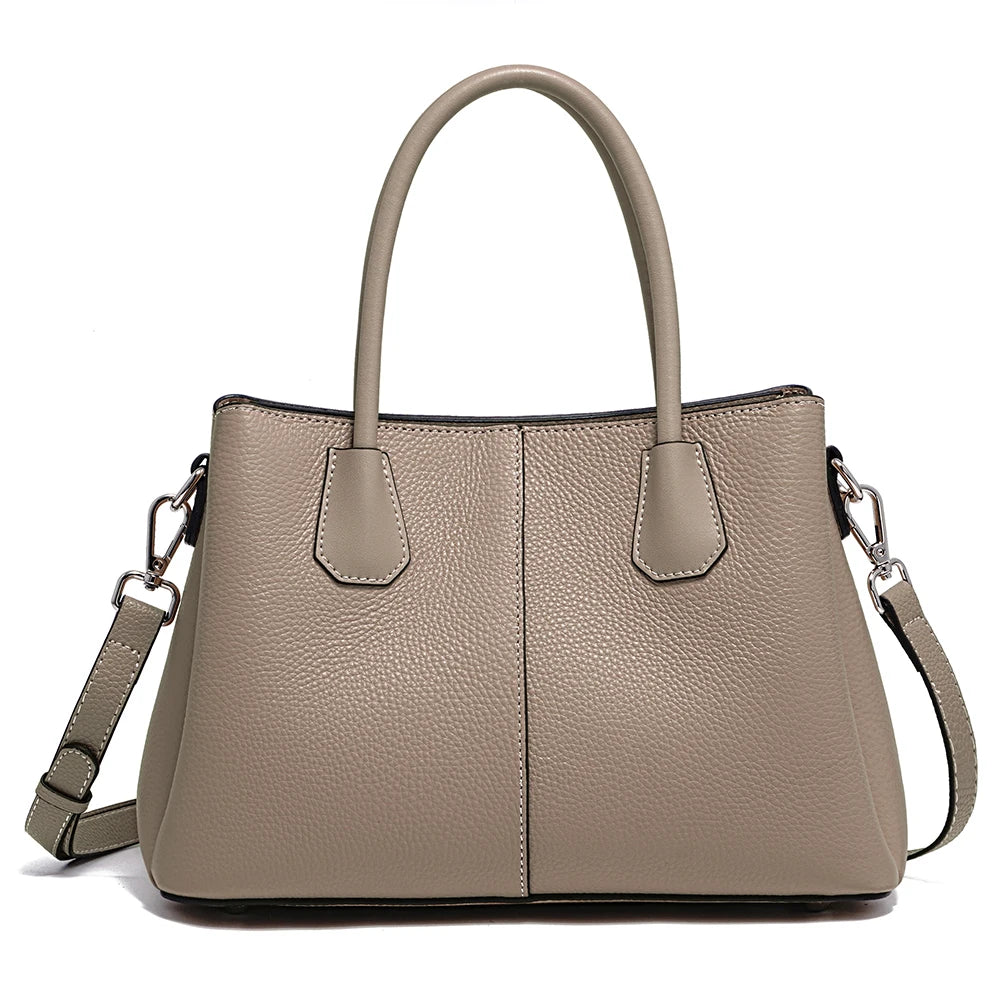 Women's Genuine Leather Top-Handle Bag Noble White Luxury Crossbody