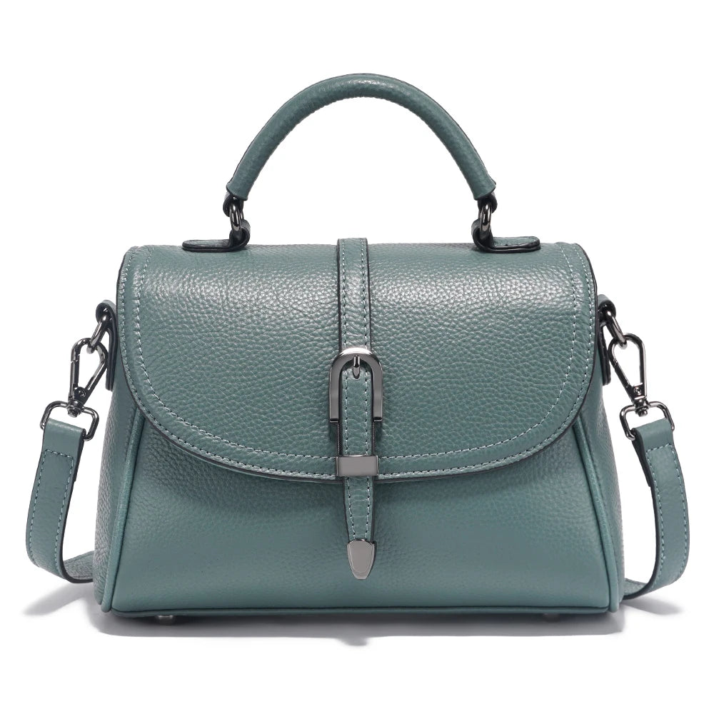 Women's Genuine Leather Top-Handle Bag Simple Fashion Design Luxury Shoulder Crossbody Small Handbag