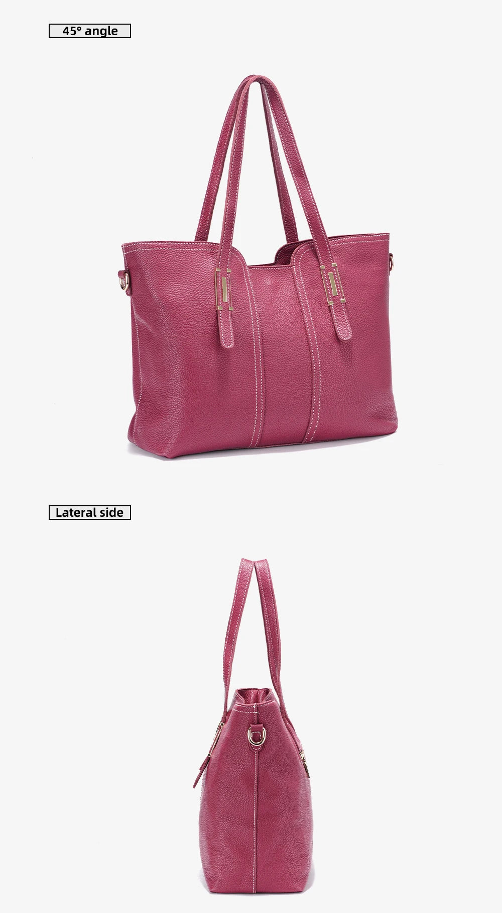 Large Capacity Shoulder Bag for Women 100% Genuine Leather Retro Handbag Tote Purse