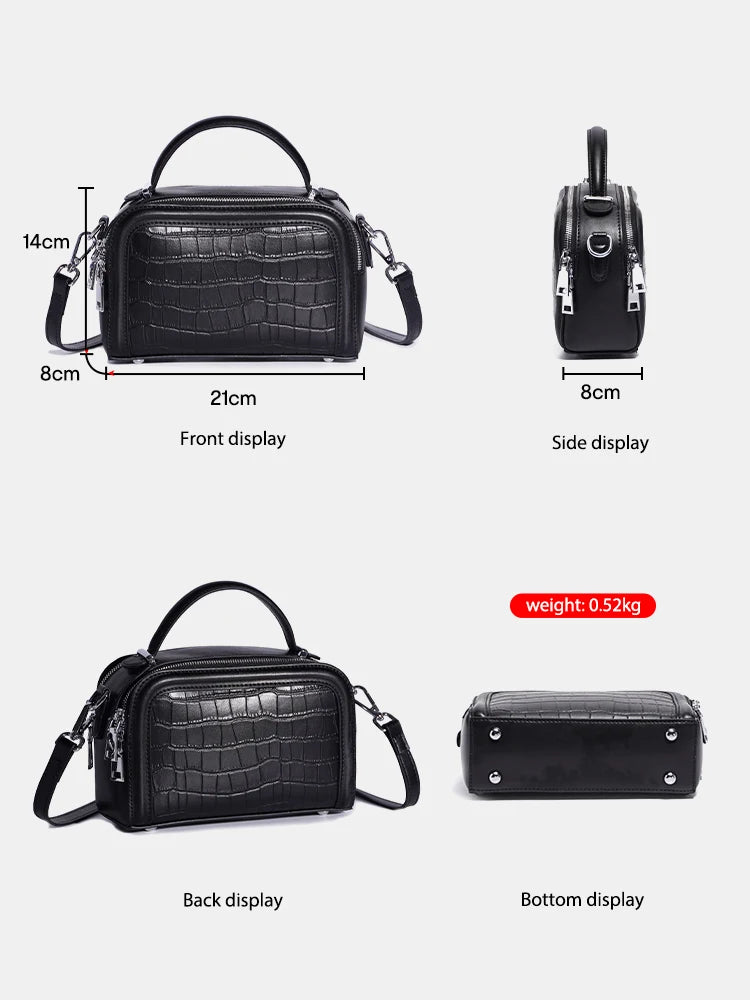Genuine Leather For Women Sturdy Top-handle Alligator Handbag Classic High