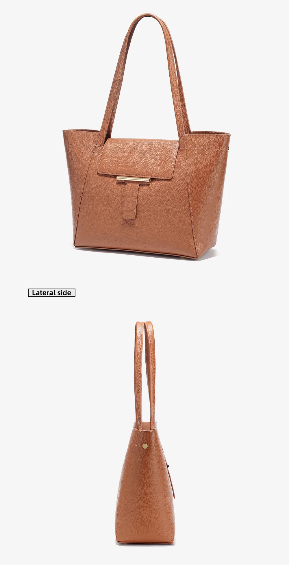 Genuine Leather Women's Tote Handbag Large Shoulder Bag Functional Shopping Bag
