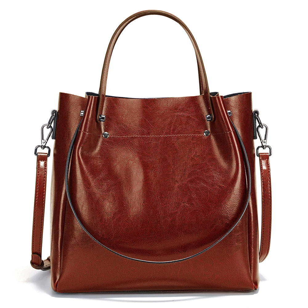 Fashion Large Capacity Women's Handbag 100% Genuine Leather