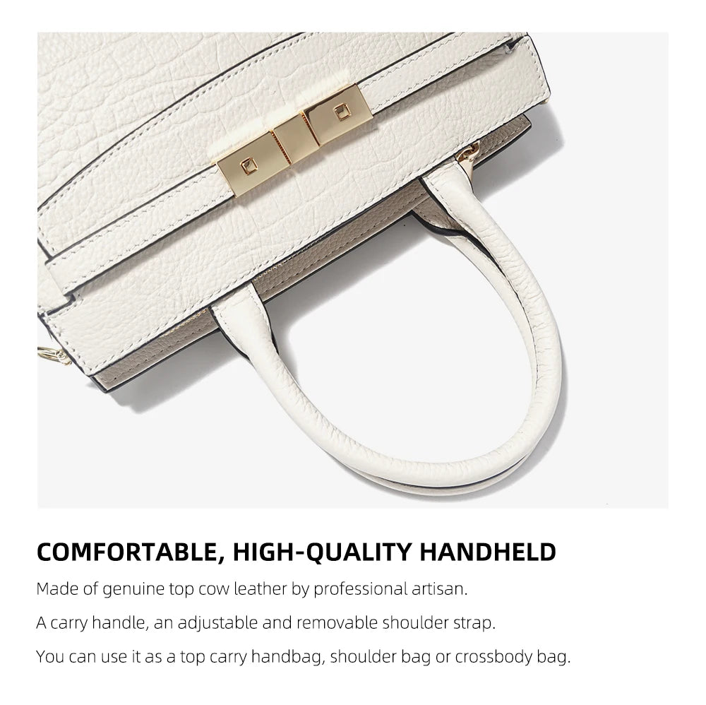 Ladies Cow Skin Fashion Handbags Genuine Leather Top-handle Bag For Work Luxury Designer