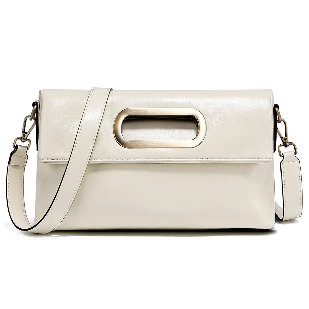 Vintage Genuine Leather Handbag for Women Large Capacity Crossbody Shoulder Bag