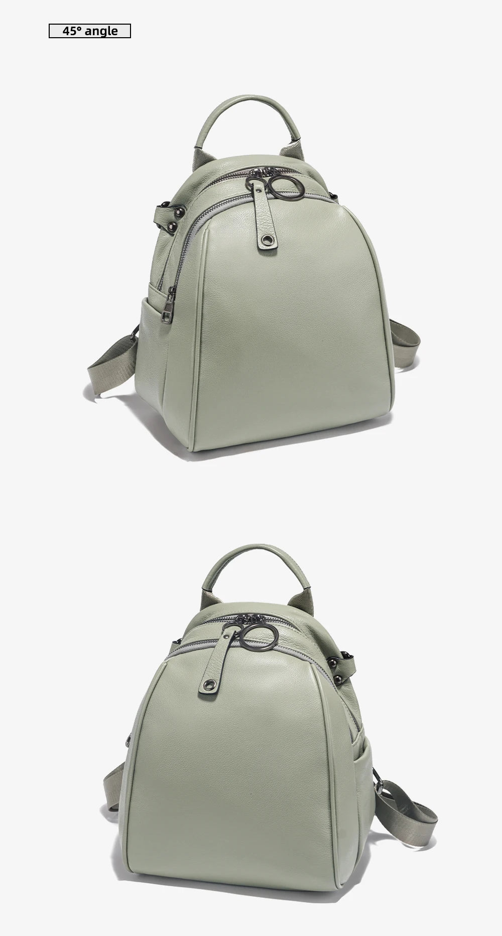 Women's Soft Genuine Leather Travel Backpack Large Capacity Convertible Rucksack