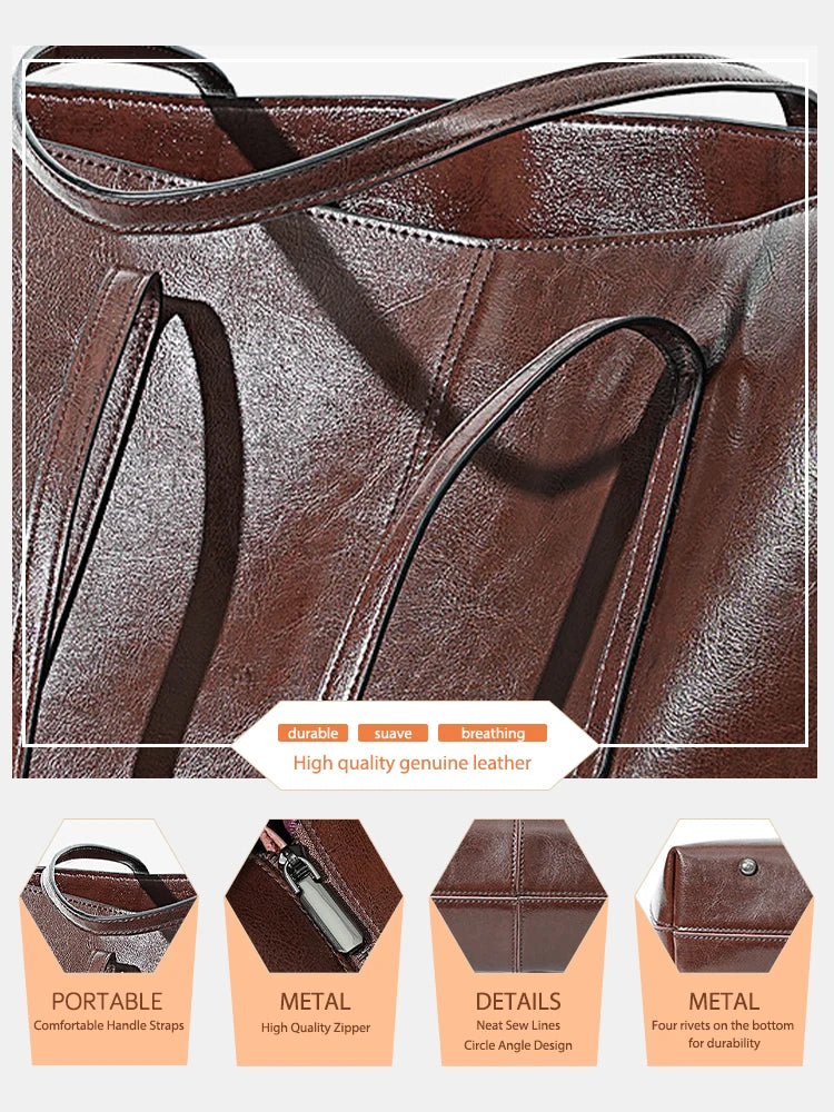 New Women Handbag 100% Genuine Leather Ladies Shoulder Purse Ladies