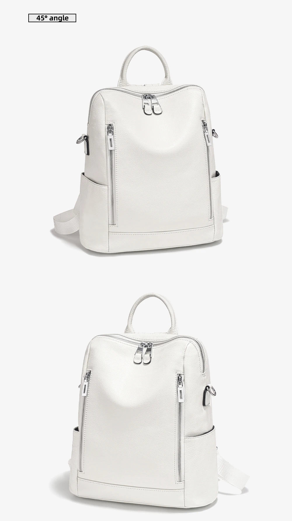 Fashion Genuine Leather Backpack Knapsack Multi-pocket Day pack