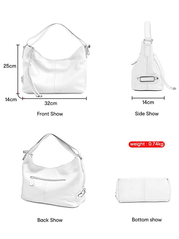 100% Genuine Leather Large Women Top Handle Shoulder Bag Tote Handbag Purse Leather Hobo Bag